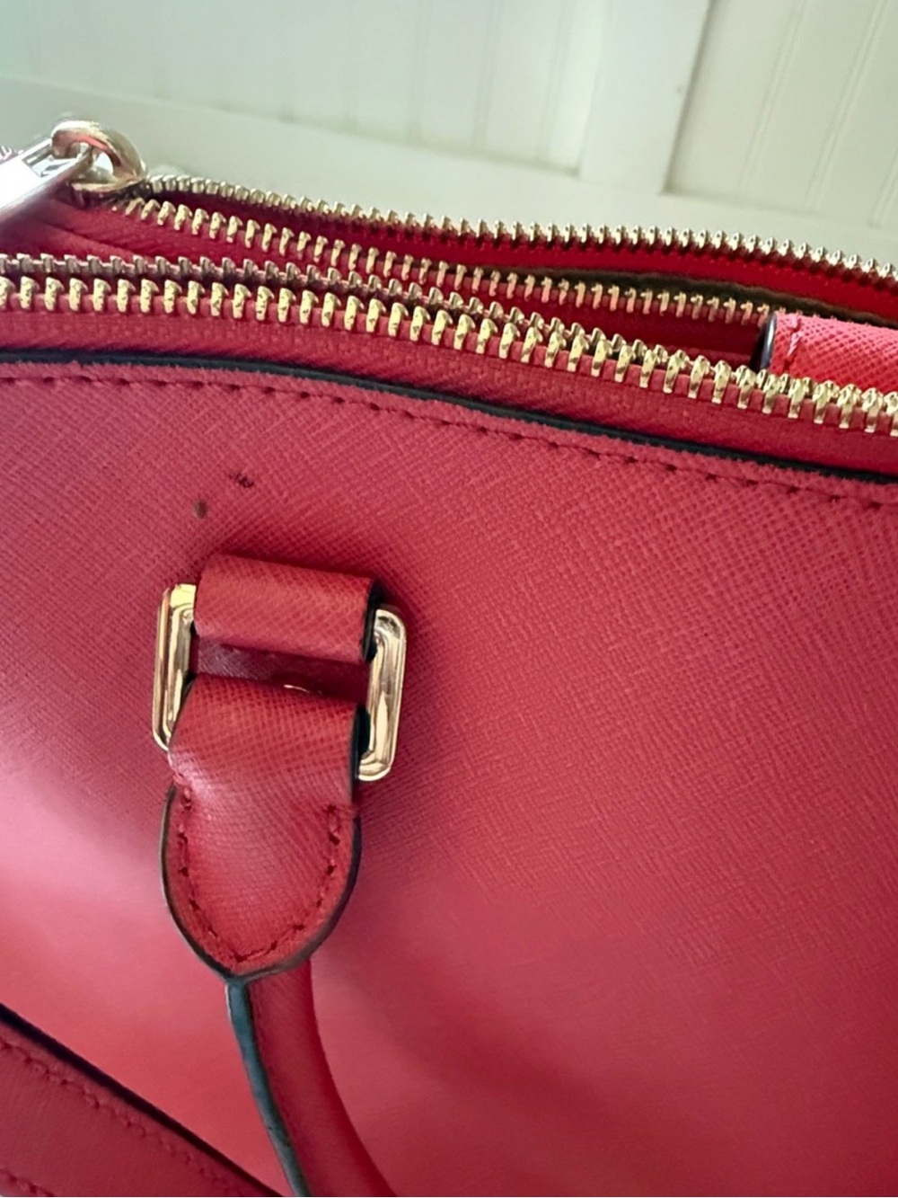 MICHAEL KORS Red/Pink Saffiano Satchel with Gold Hardware - Picture 8 of 12